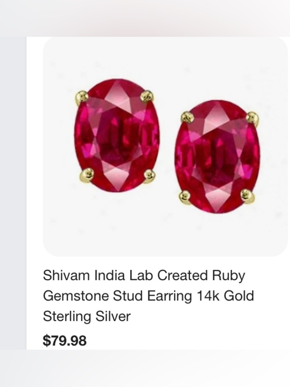 🌟 Ruby Red Oval Stud Earrings in 18K Gold Plated - Picture 3 of 8